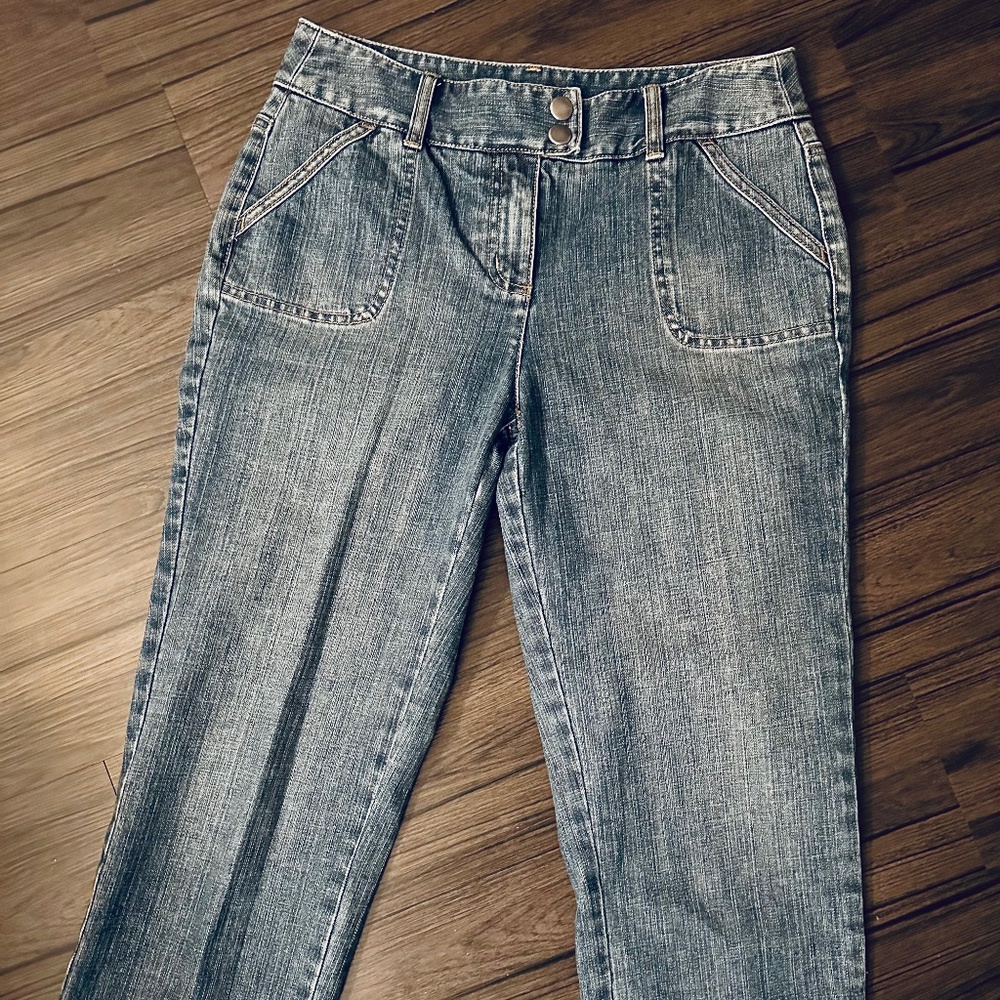 Talbots petites stretch crop jeans women’s size 4 faded denim